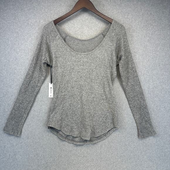 Shabbella Top Womens Large Gray Rayon Blend Scoop Back Long Sleeve Pullover NWT - Picture 2 of 12